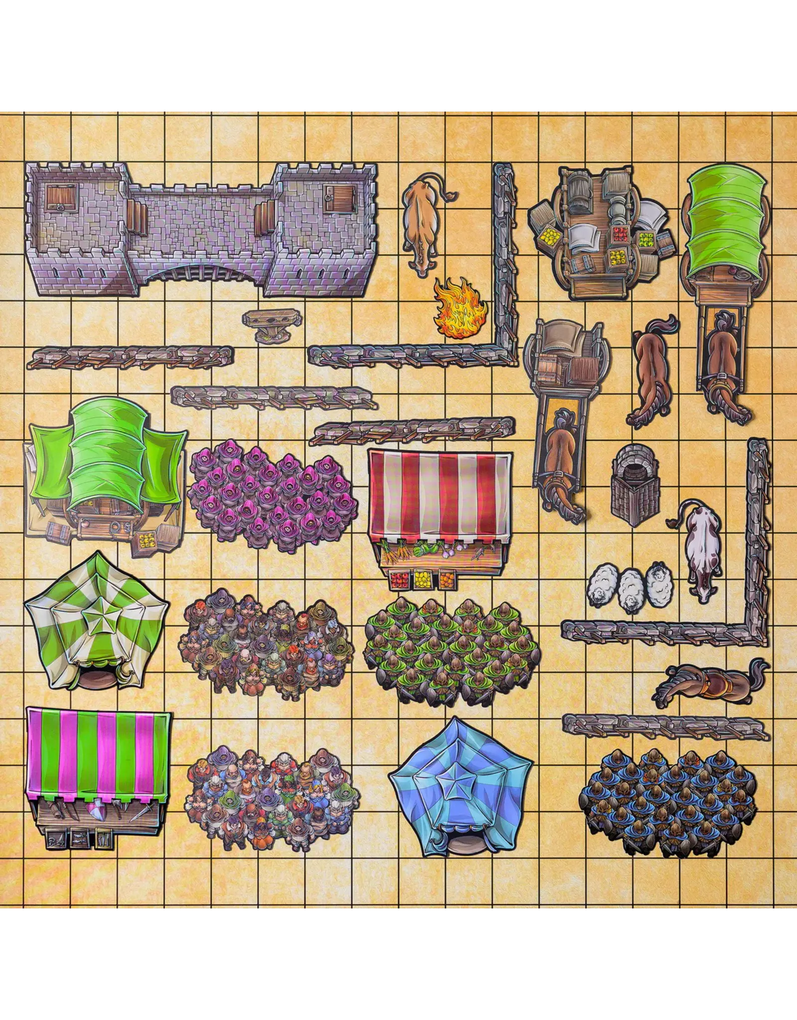 Geek Tank Games GTG Minis: Tabletop Tokens Town Market Set