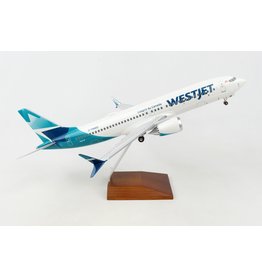 Skymarks WestJet 737-Max8 1/100 W/Wood Stand&Gear New