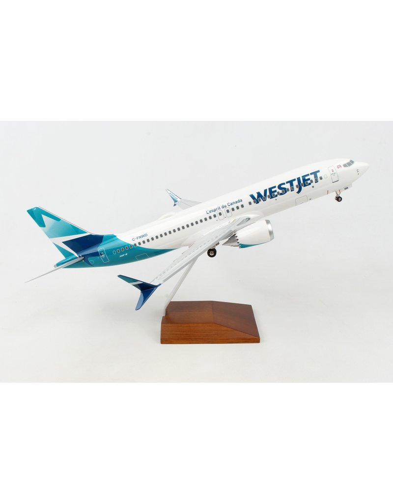 Skymarks WestJet 737-Max8 1/100 W/Wood Stand&Gear New