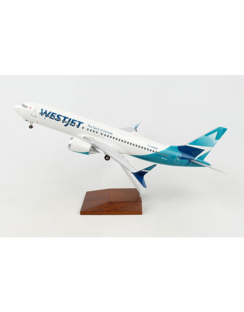 Skymarks WestJet 737-Max8 1/100 W/Wood Stand&Gear New