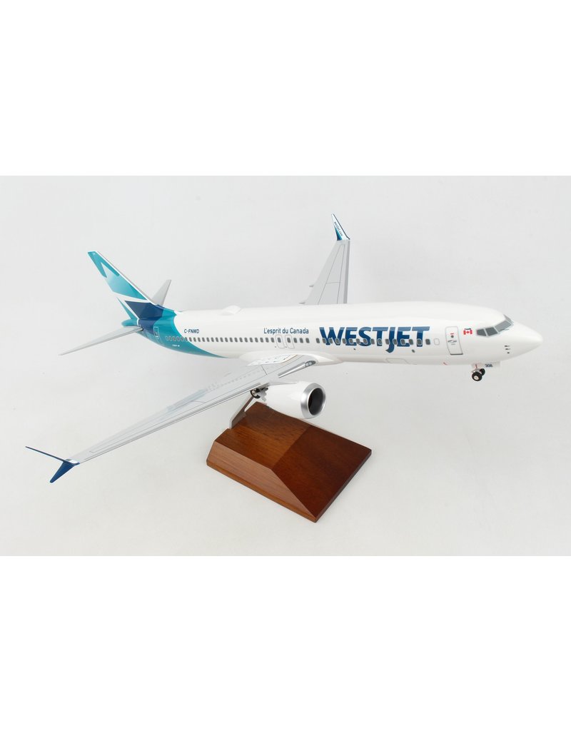 Skymarks WestJet 737-Max8 1/100 W/Wood Stand&Gear New