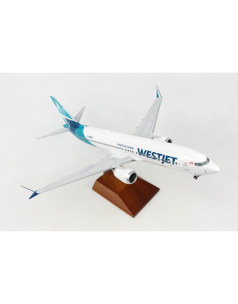 Skymarks WestJet 737-Max8 1/100 W/Wood Stand&Gear New