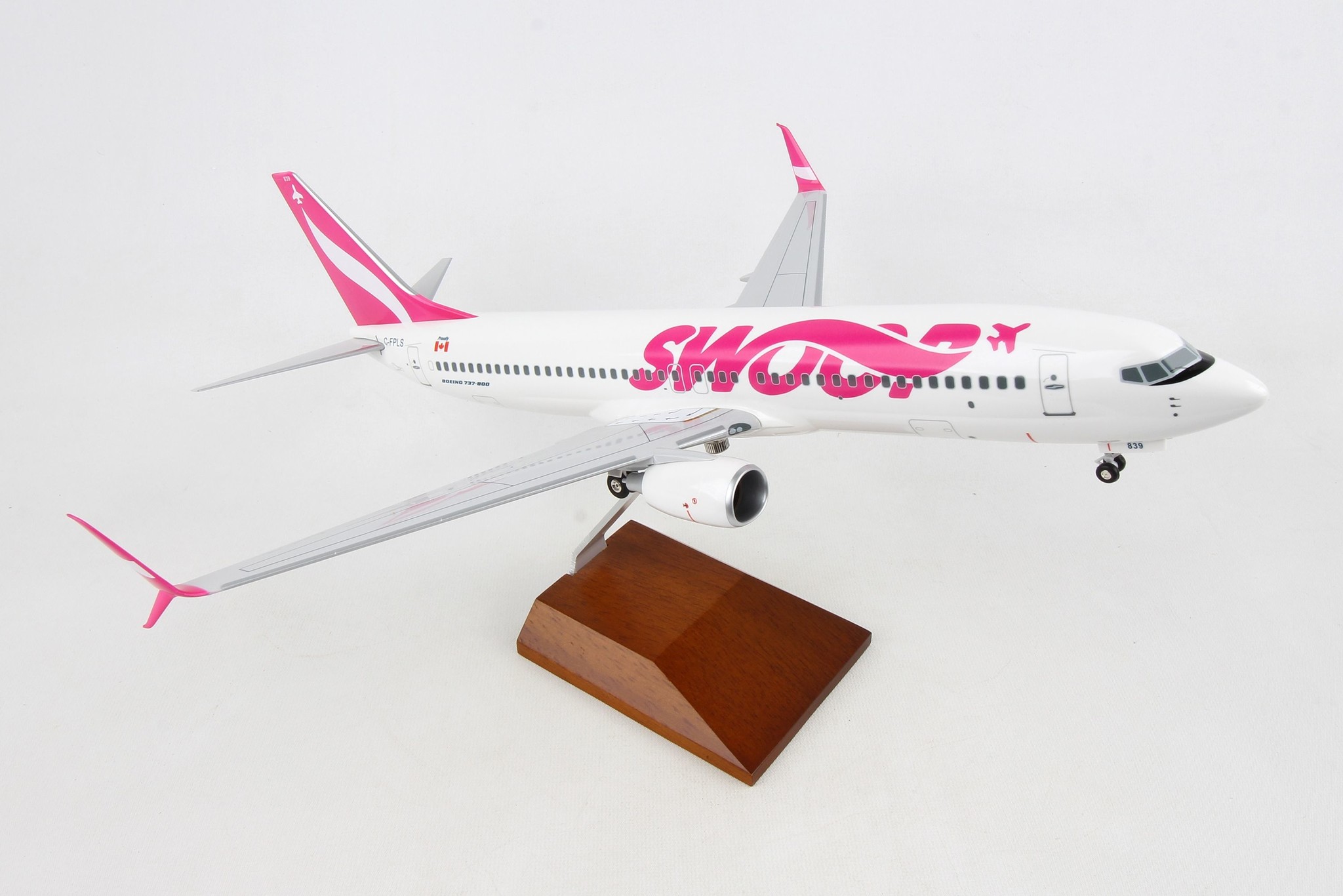 Skymarks Swoop 737-800 1/100 W/Wood Stand &