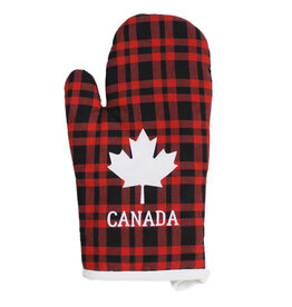Niagara River Trading Company Oven Mitt - Plaid w White Maple Leaf