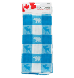 Tea Towel Bear & Moose Blue