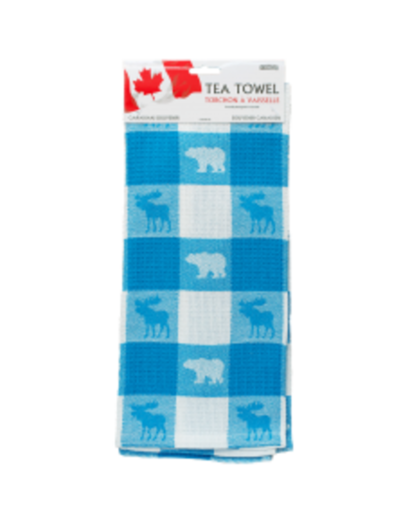 Tea Towel Bear & Moose Blue