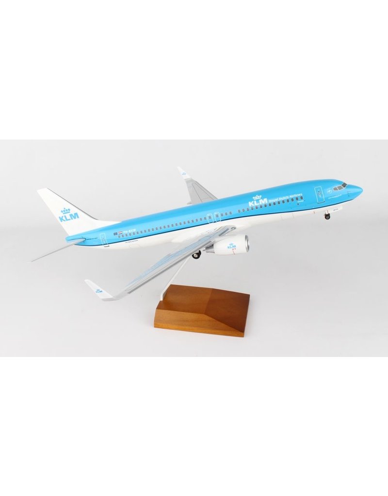 SKYMARKS KLM 737-800 1/100 W/WOOD STAND & GEAR NEW LIVERY