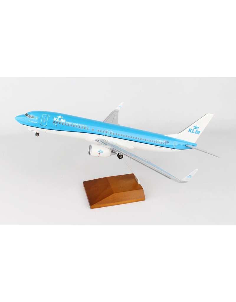 SKYMARKS KLM 737-800 1/100 W/WOOD STAND & GEAR NEW LIVERY