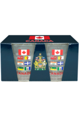 Pair of Shot Glass Canada Provincial Flags & Coat of Arms