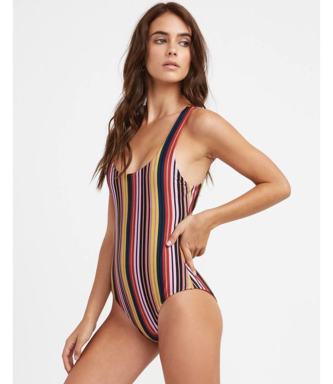 RVCA Womens Linear Ribbed One Piece Swimsuit