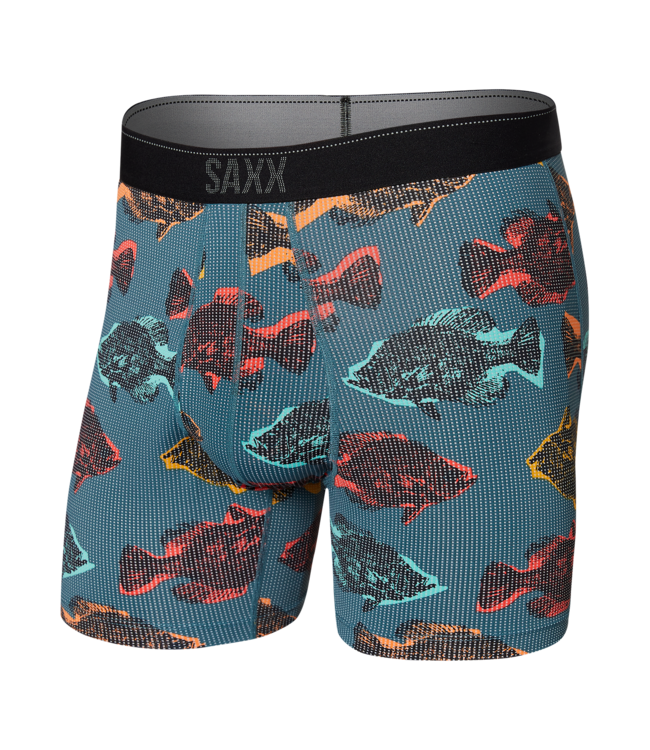 SAXX Quest Boxer Brief Fly - Shadow Fish Storm Blue