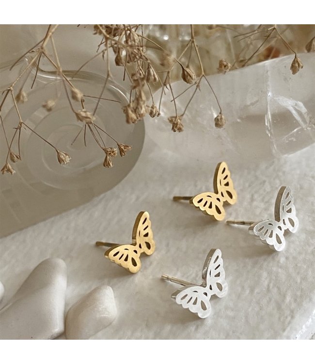 Pika & Bear "Levar" Butterfly Stud Earrings - Gold