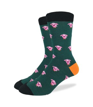 Good Luck Men's Green Pig Socks - Size 7-12