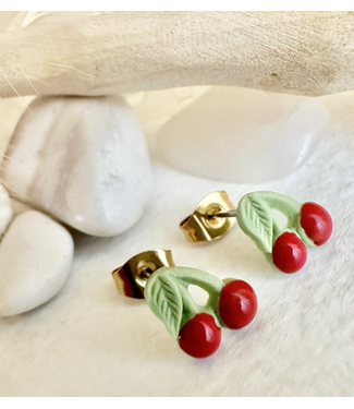 Pika & Bear Pika & Bear " Pomona" Porcelain Cherry Stud Earrings