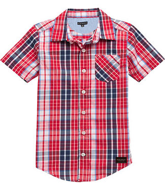 Silver Silver Men's Plaid Shirt with Patch Pocket