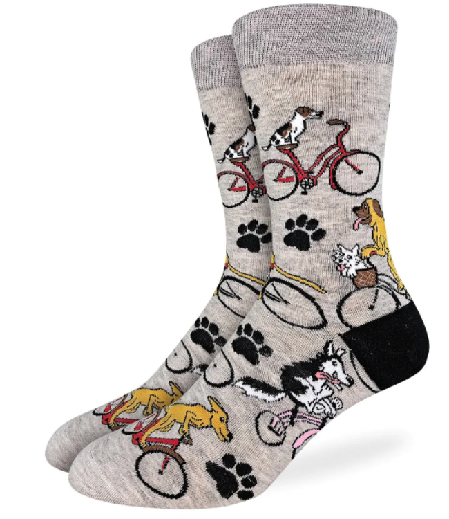 Good Luck Men's Dogs Riding Bikes Socks - Size 7-12
