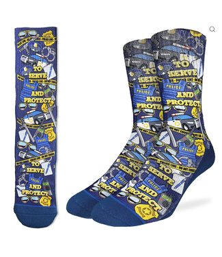 Good Luck Men's Police To Serve and Protect Socks - Size 8-13