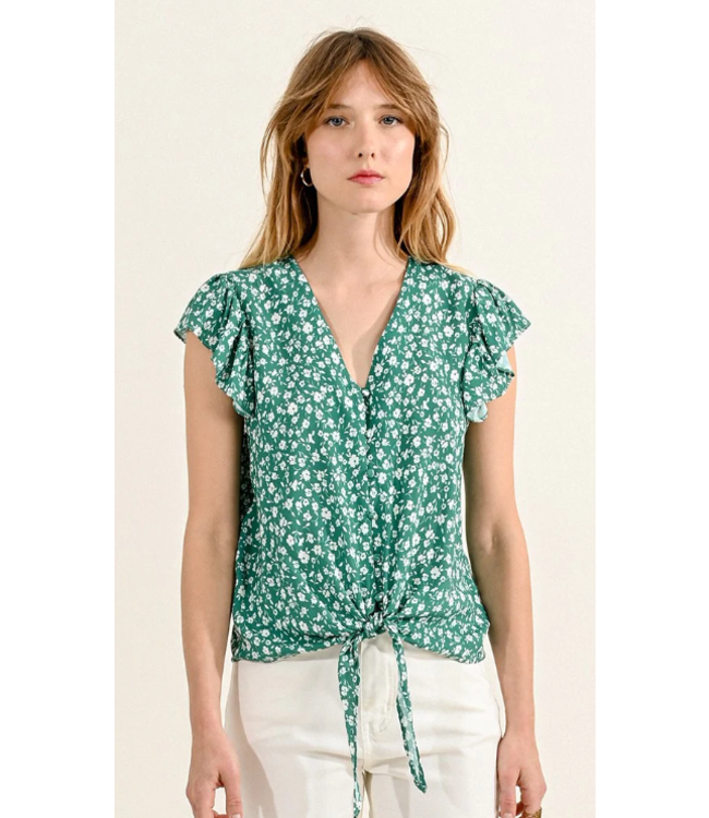 Molly Bracken Printed Tie Front Blouse