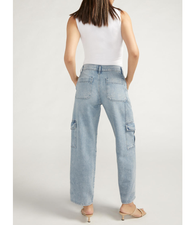 Silver Denim Utility Cargo