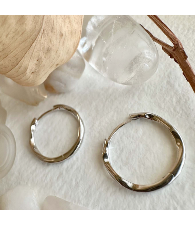 Pika & Bear "Michio" 20mm Textured Hoop Earrings - Silver