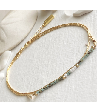 Pika & Bear Pika & Bear "Thomson" Hand Beaded Layered Bracelet- Turquoise