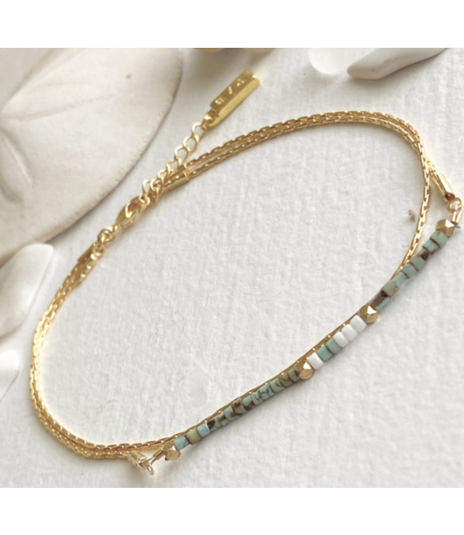 Pika & Bear "Thomson" Hand Beaded Layered Bracelet- Turquoise