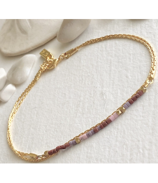Pika & Bear Pika & Bear "Thomson" Hand Beaded Layered Bracelet- Lavender