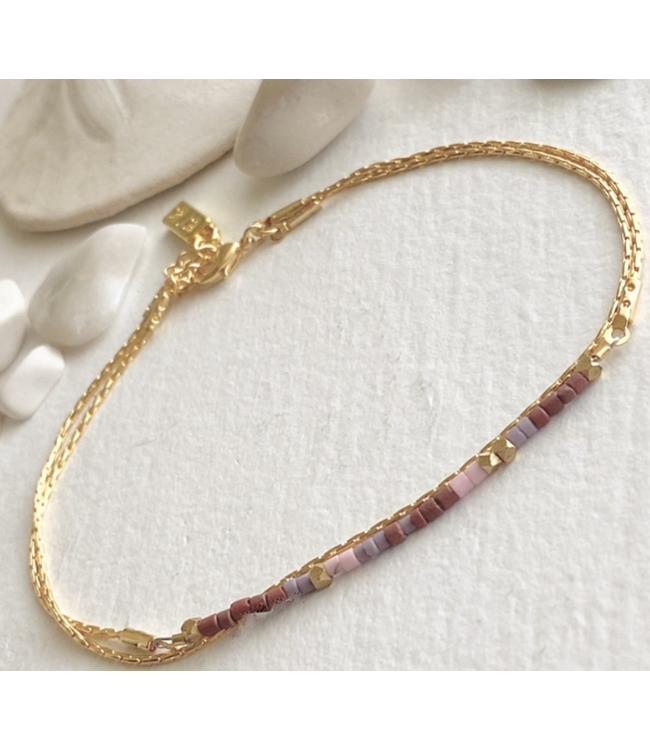 Pika & Bear "Thomson" Hand Beaded Layered Bracelet- Lavender