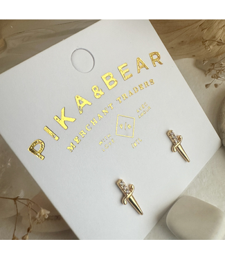 Pika & Bear Pika & Bear "Brute" Dagger Stud Earrings - Gold