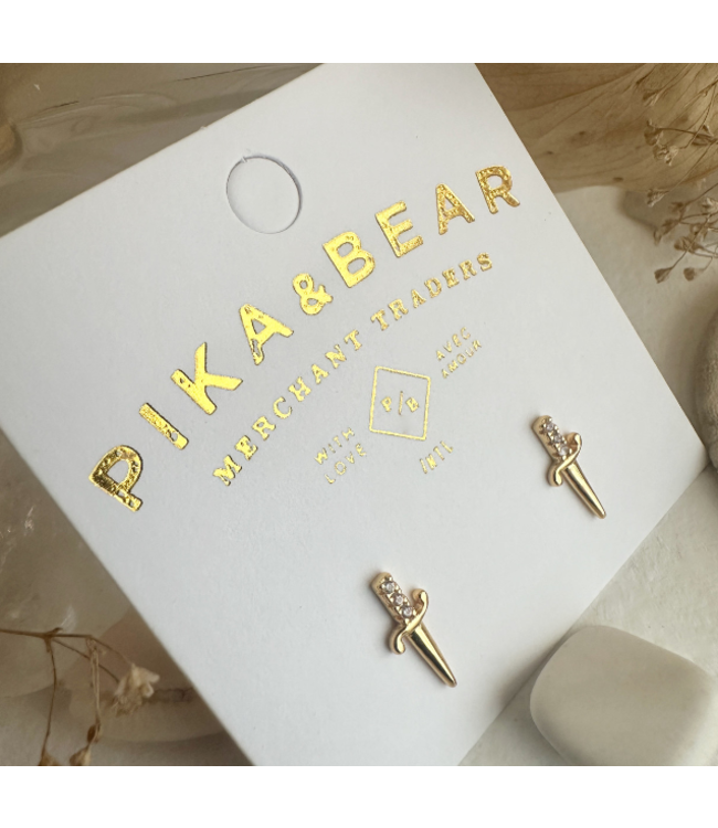 Pika & Bear "Brute" Dagger Stud Earrings - Gold