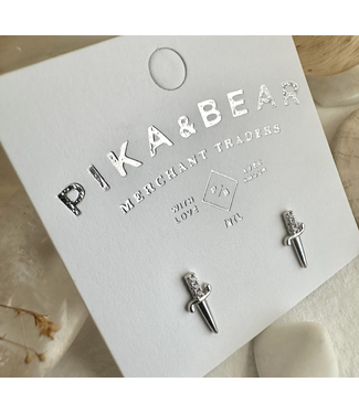 Pika & Bear Pika & Bear "Brute" Dagger Stud Earrings - Silver