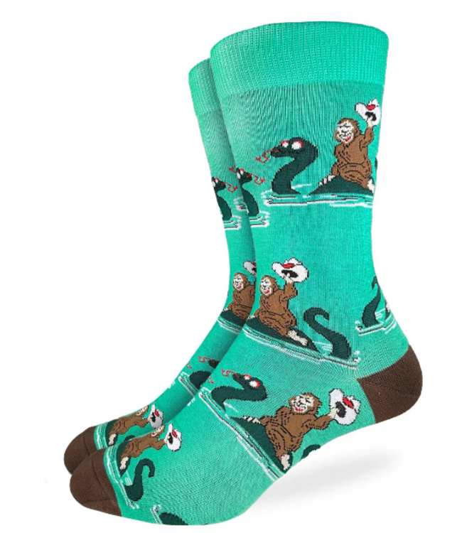 Good Luck Men's Bigfoot Riding Loch Ness Socks - Size 7-12