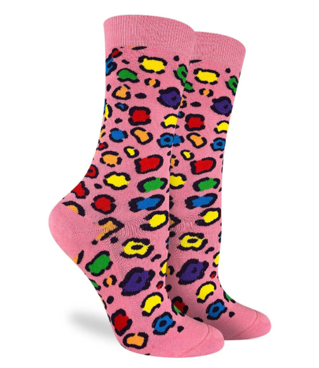 Good Luck Women's Leopard Rainbow Print Socks - Size 5-9