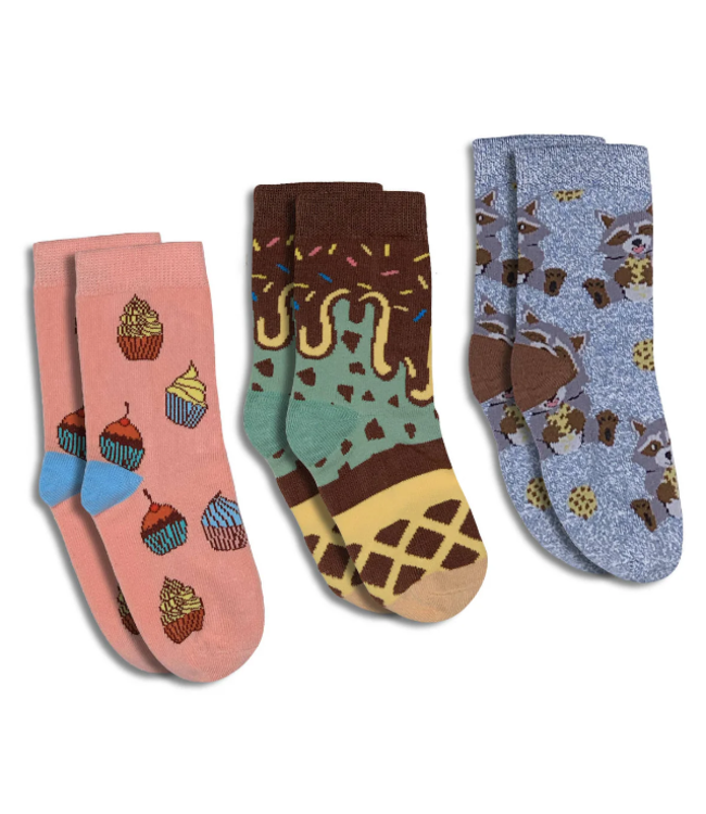 Good Luck Cupcakes, Ice Cream & Cookies Kids Socks 7-10 Years