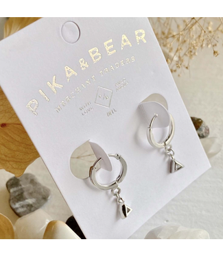 Pika & Bear Pika & Bear "Louvre" Triangular Gem Charm Hugger Hoop-Silver