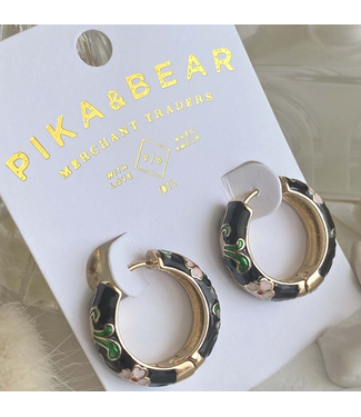 Pika & Bear Pika & Bear "Alfonse" Vintage Cloisonne Hoop Earrings
