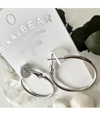 Pika & Bear Pika & Bear "Dave" Classic Hoop Earrings - Silver