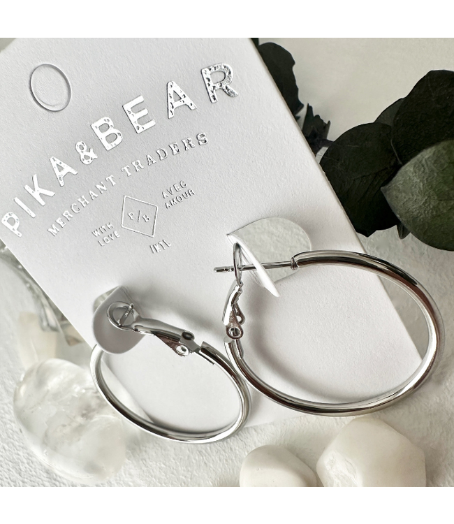 Pika & Bear "Dave" Classic Hoop Earrings - Silver