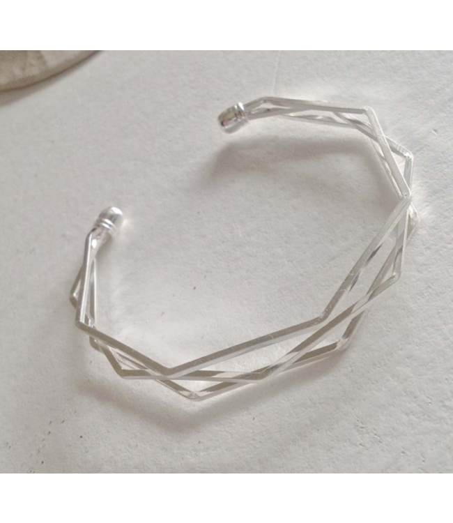 Pika & Bear "Hawking" Geometric Design Bangle - Silver