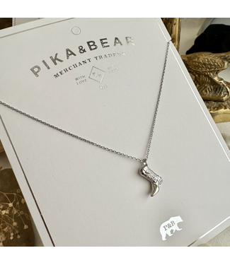 Pika & Bear Pika & Bear "Dolly" Cowboy Boot Charm Necklace - Silver