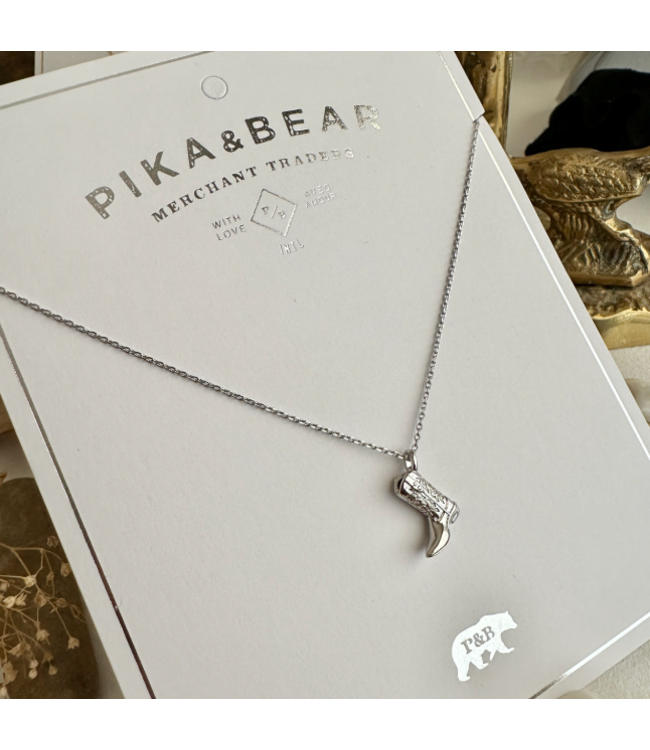 Pika & Bear "Dolly" Cowboy Boot Charm Necklace - Silver