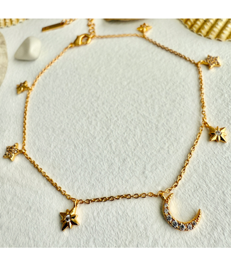 Pika & Bear Pika & Bear "Andromeda" Stars & Moon Charm Anklet
