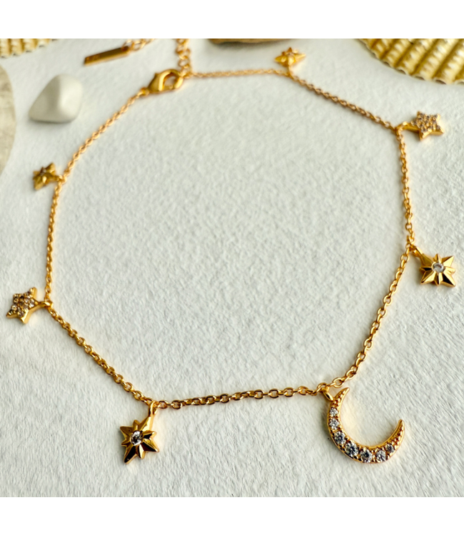 Pika & Bear "Andromeda" Stars & Moon Charm Anklet