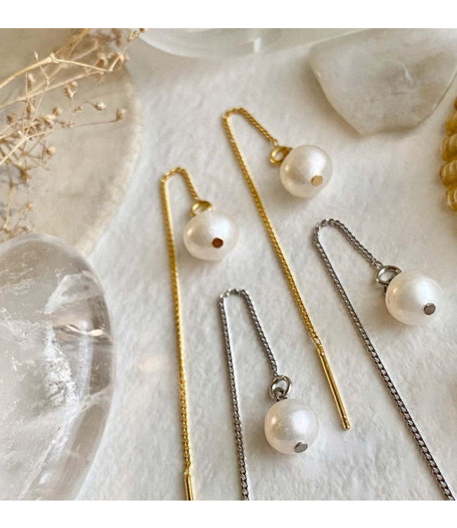 Pika & Bear "Kino" Freshwater Pearl Earrings - Silver