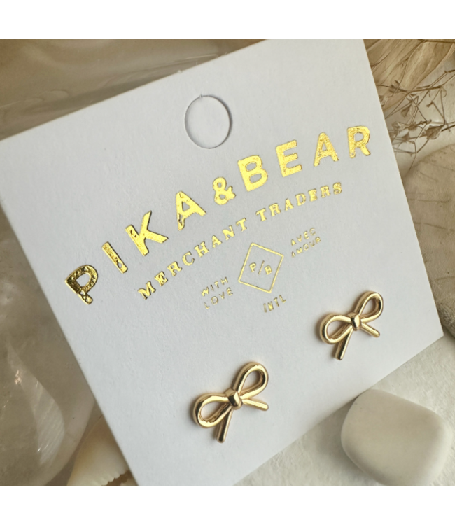 Pika & Bear "Zooey" Bow Stud Earrings - Gold