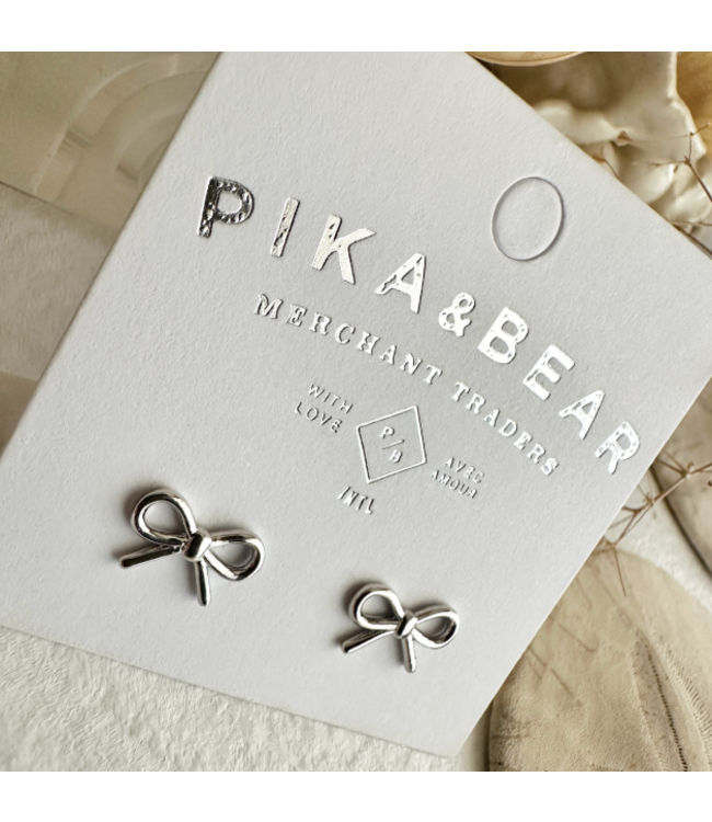 Pika & Bear "Zooey" Bow Stud Earrings - Silver