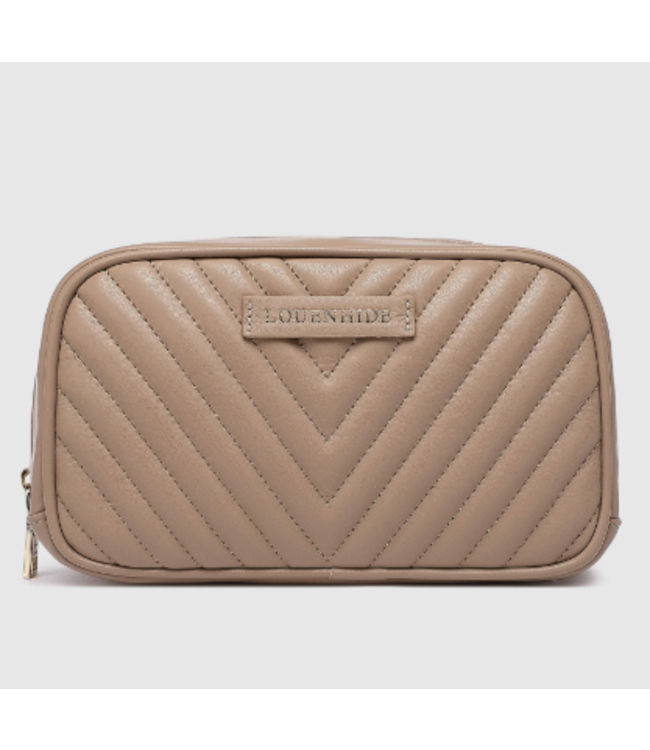 Louenhide Lacey Quilted Makeup Bag - Coffee
