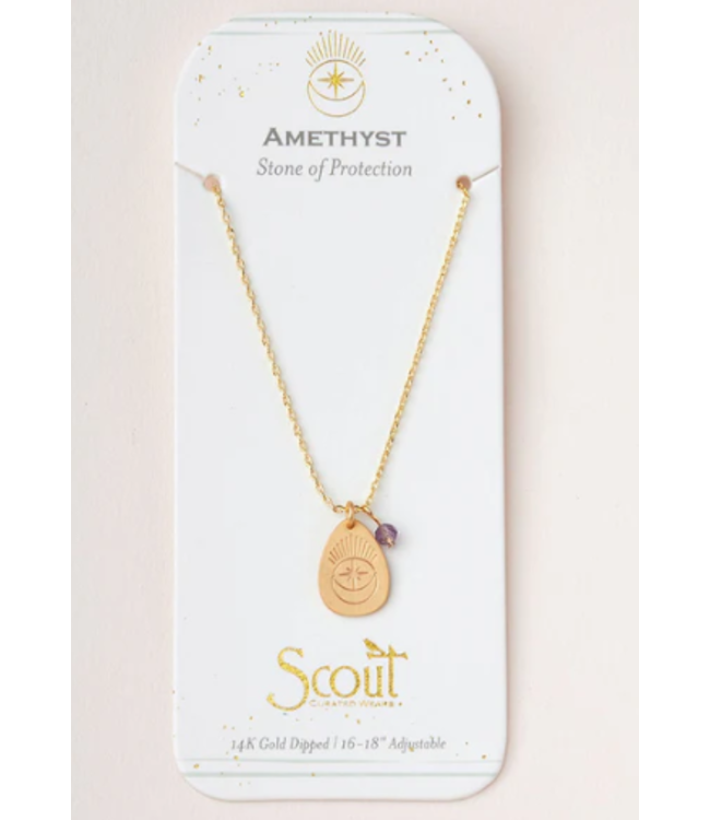 Scout Stone Intention Charm Necklace - Amethyst/Gold