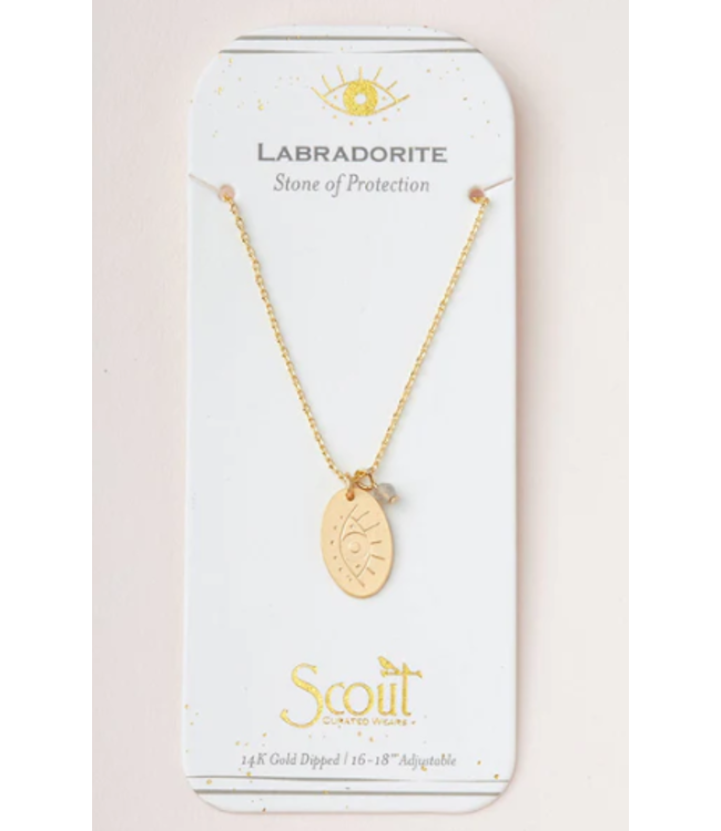 Scout Stone Intention Charm Necklace - Labradorite/Gold
