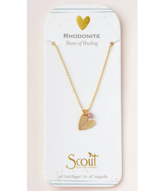 Scout Scout Stone Intention Charm Necklace - Rhodonite/Gold